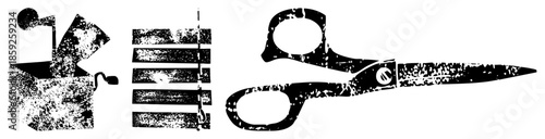 scissors cutting paper from box