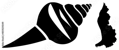 conch silhouette with coastal