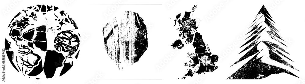 Fototapeta premium Global map fragments abstract black and white vector