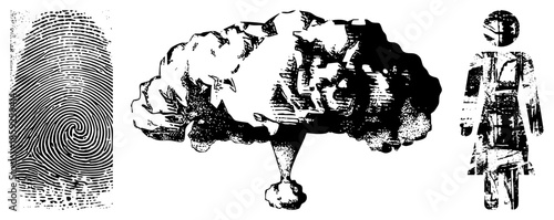 fingerprint brain human silhouette