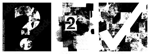 question mark number two check mark abstract symbols