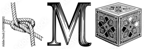 knot letter m geometric cube