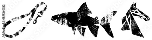 dog leash fish horse vector