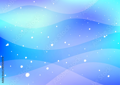 水中で重なる波と泡、光の粒の背景イラスト