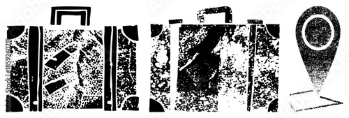 suitcases and location pin vector