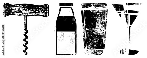 cork screw bottle glass martini glass set