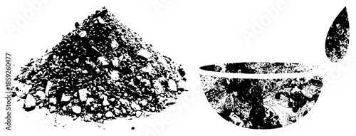 grit pile and bowl with drop