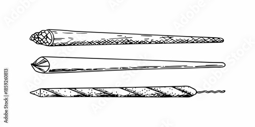 Detailed sketch illustration of three different drill bits tools for various tasks
