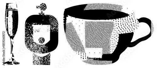 champagne flute cocktail glass coffee cup vector