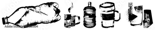 plastic bottle coffee mug water jug glass vector