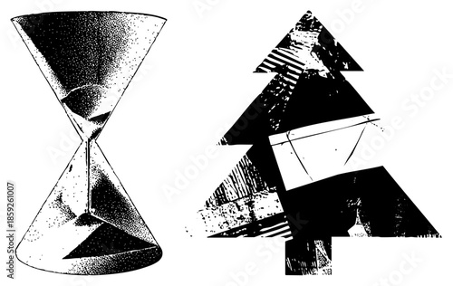 hourglass and christmas tree vector