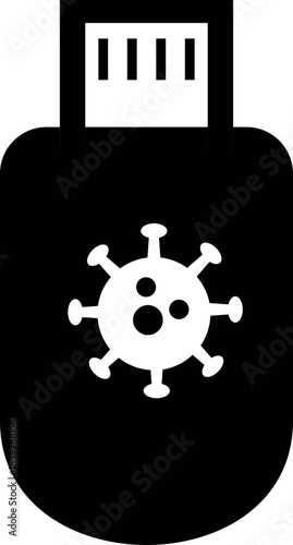Infected USB Icon - Minimalist Symbol of Malware, Data Threat, and Cybersecurity Risk for Tech Design