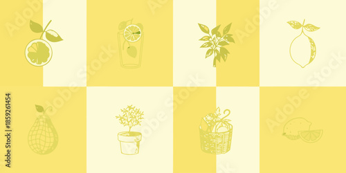 A bright summer pattern featuring lemons limes and other citrus fruits