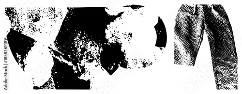 Abstract fragmented shapes and textured pants vector