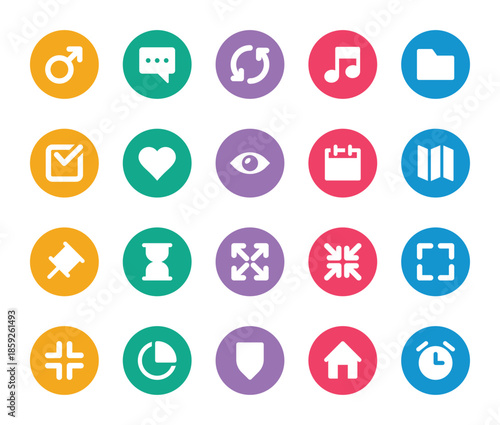 Rounded color glyph icons set for User interface.