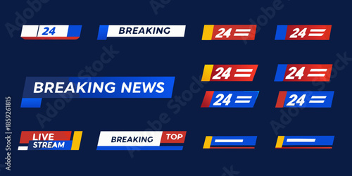 Graphic elements for broadcast news lower thirds and breaking news banners