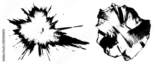 ink splatter and crumpled paper vector