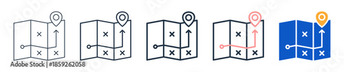 Strategy Map different style icons set vector illustration. 