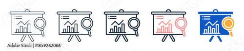 Market Research different style icons set vector illustration. 