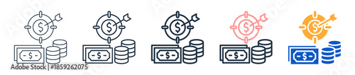 Profit Target different style icons set vector illustration. 
