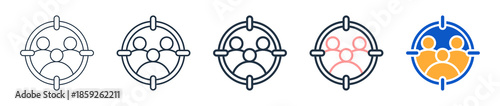 Target Audience different style icons set vector illustration. 