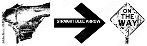 motorcycle helmet fragment pointing to road sign