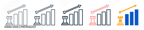 Growth Strategy different style icons set vector illustration. 