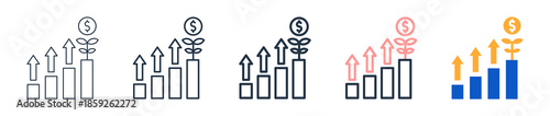 Business Growth different style icons set vector illustration. 