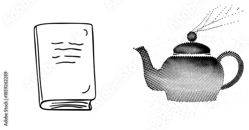 book and teapot