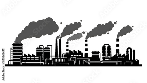 Pollution awareness icons set showing air water and land contamination concepts with industry waste smoke recycling danger signs for environmental education health campaigns and sustainability design 