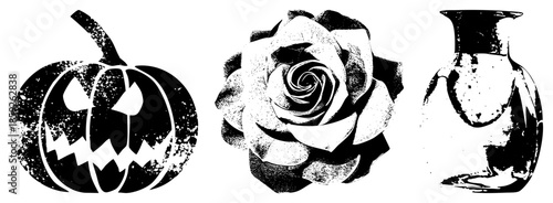 jack o lantern rose vase trio