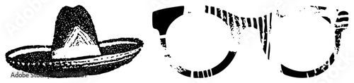 sombrero and glasses vector set