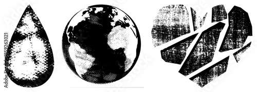 water drop earth globe broken glass