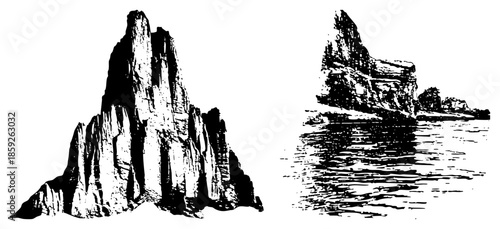 rock formations with water reflection