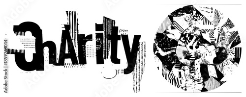 Charity text logo with abstract circular graphic