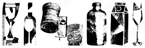 alcohol beverage containers stylized vector illustration