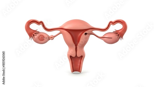 Detailed Anatomical Illustration of the Female Reproductive System, Including Uterus and Fallopian Tubes