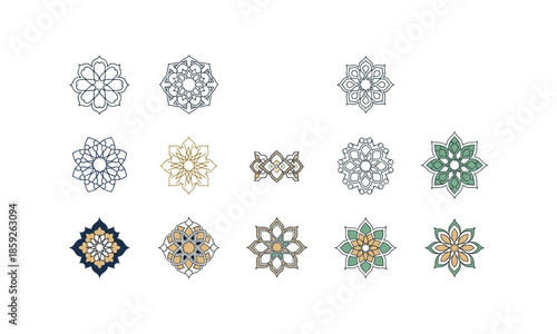 Ramadan Kareem Floral Patterns Set Bundle Ramadan Geometric Ornament Art