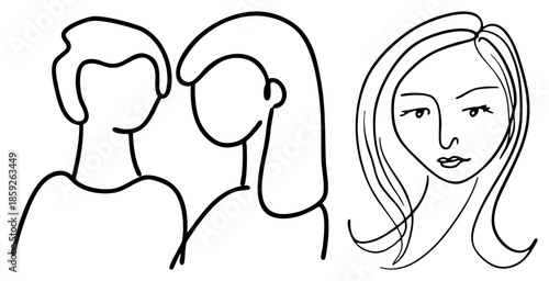 three stylized human figures minimalist art