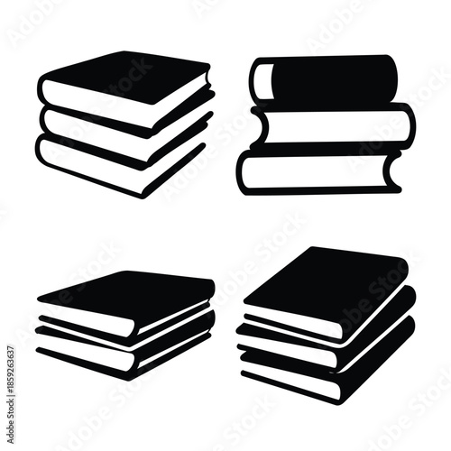 Book stacks icon set for education, learning, and knowledge symbols