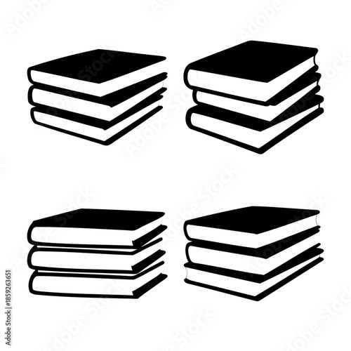 Stacks of books silhouette set vector illustration design