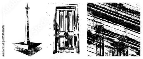 monument door abstract vector set