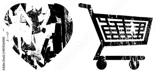broken heart and shopping cart