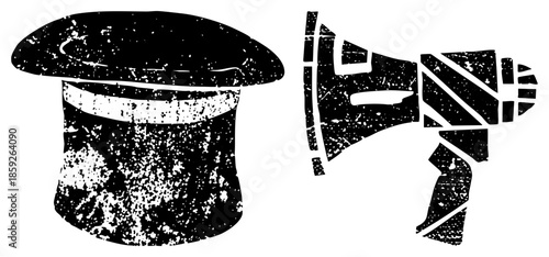 magic hat and megaphone vector