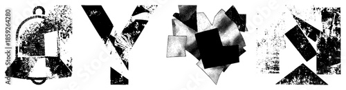 bell letter y heart abstract shapes