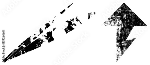 Arrow and fragmented vector graphic
