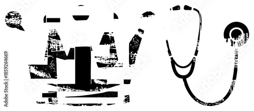 medical alert symbol with stethoscope and speech bubble