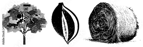 tree leaf hay bale abstract