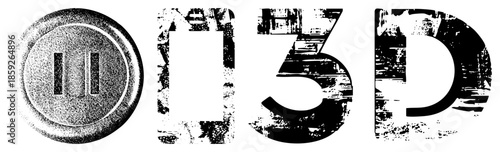 pause button and 3d text