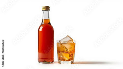 Golden Beverage Bottle Ice Glass